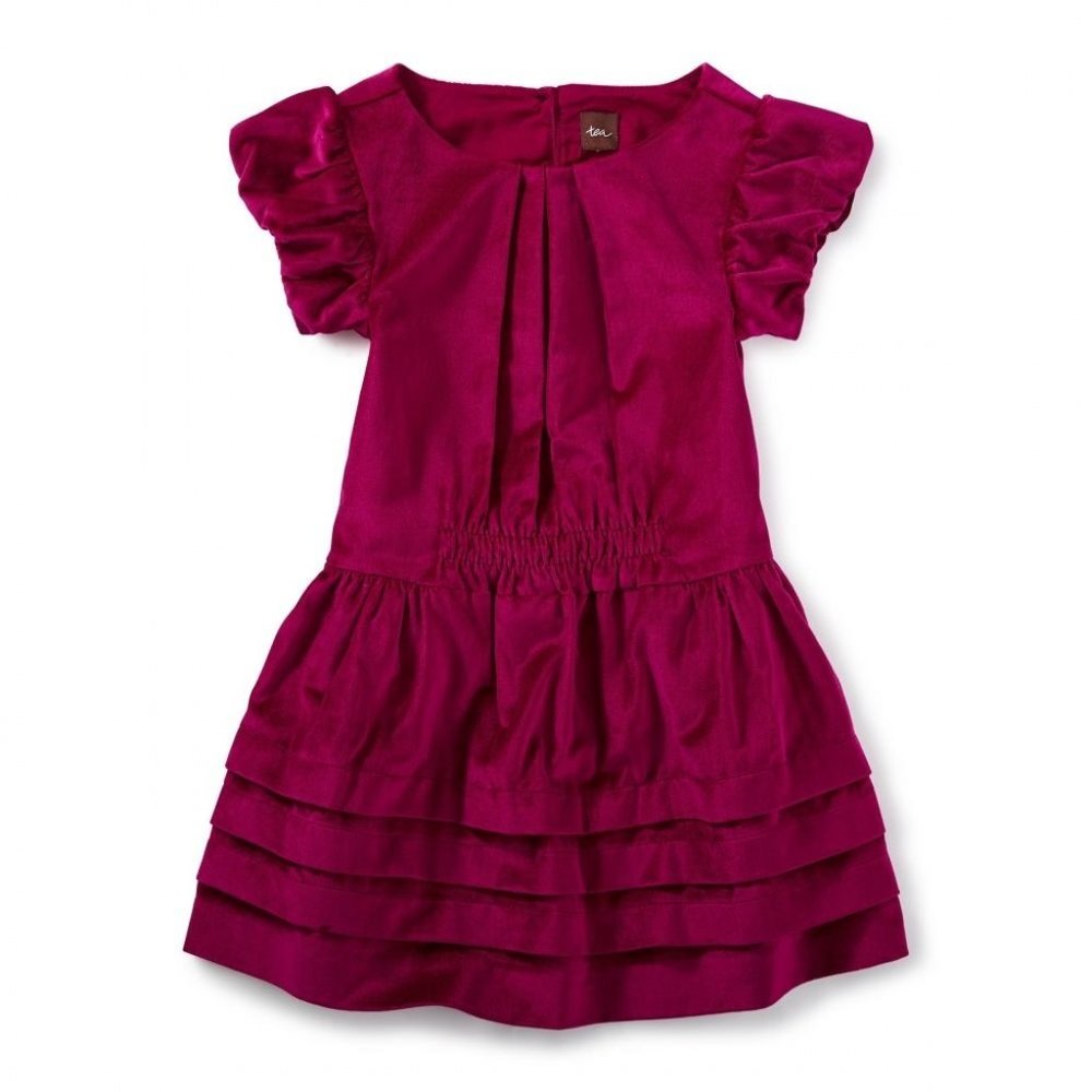Tea Collection Scotland Size 6 Dunrobin Velvet Dress Red